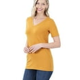thumbnail image 1 of Zenana Plain Short Sleeve T Shirt V-Neck Top Stretch Cotton Tee Women Loose Fit, 1 of 4