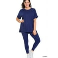 thumbnail image 1 of Zenana Plus Size Round Neck Brushed DTY Microfier Short Sleeve Hi-Low Hem & Full Length Leggings Loungewear Set, 1 of 4
