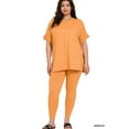 thumbnail image 1 of Zenana Plus Size Round Neck Brushed DTY Microfier Short Sleeve Hi-Low Hem & Full Length Leggings Loungewear Set, 1 of 3