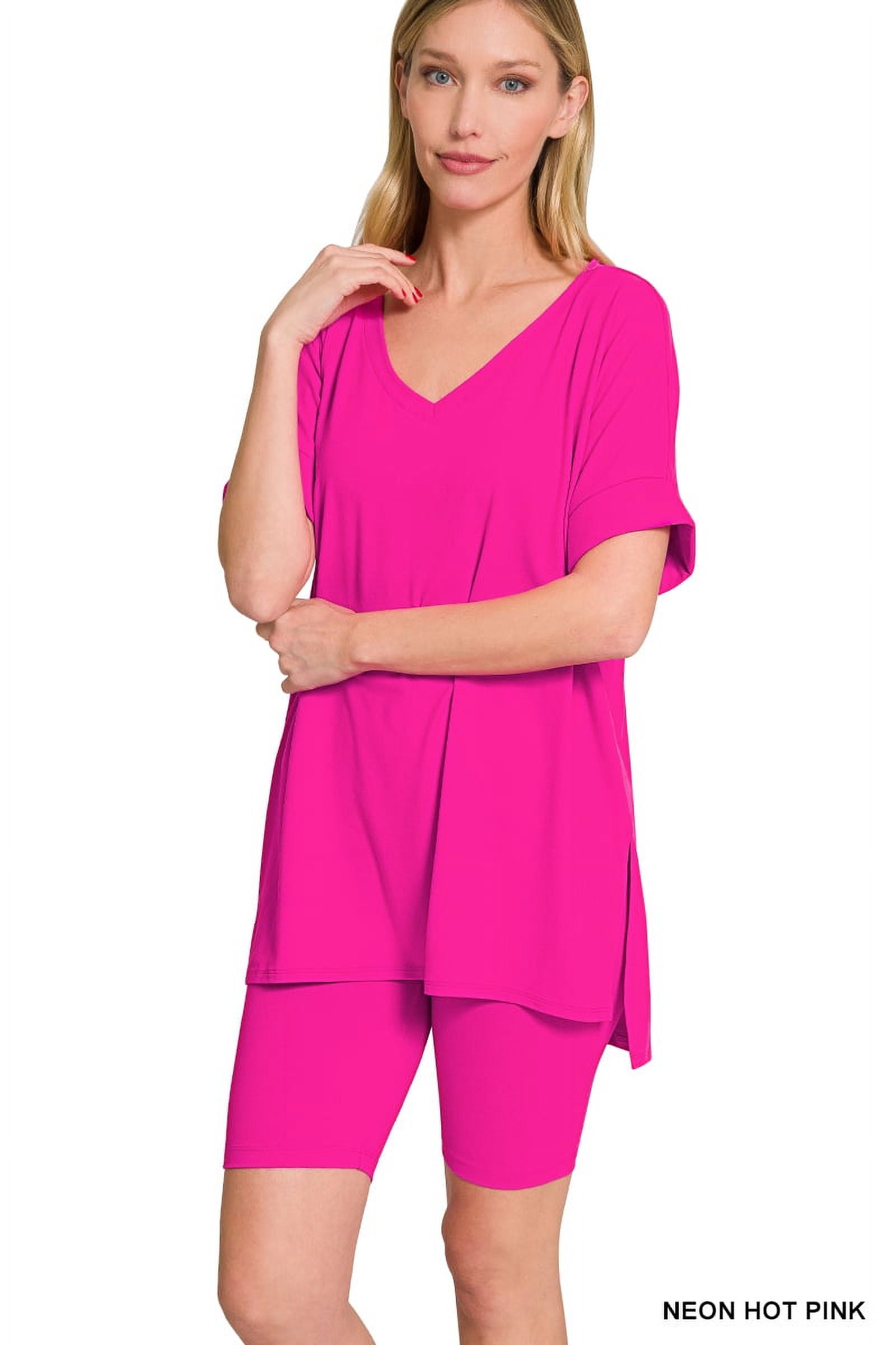 Brushed Dty Microfiber Short Sleeve Top and Pants Loungewear Set in Black