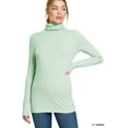 thumbnail image 1 of Zenana Plus Size Brushed Microfiber Mock Turtleneck Long Sleeve Lightweight Tee Shirt Top, 1 of 5