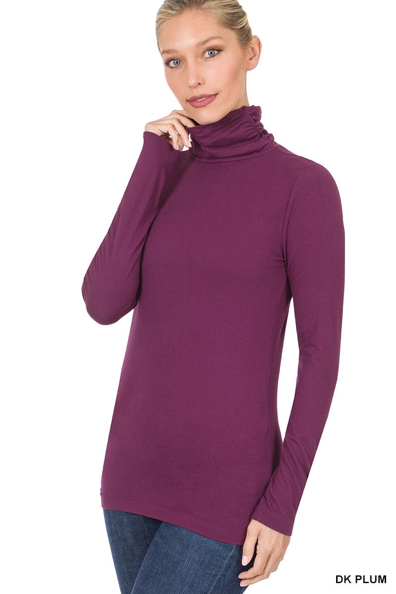 Zenana Plus Size Brushed Microfiber Mock Turtleneck Long Sleeve Lightweight Tee Shirt Top Walmart Business Supplies