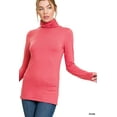 thumbnail image 1 of Zenana Plus Size Brushed Microfiber Mock Turtleneck Long Sleeve Lightweight Tee Shirt Top, 1 of 5
