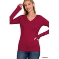 thumbnail image 1 of Zenana Plus Size Brushed Microfiber V-Neck Long Sleeve Lightweight Tee Shirt Top, 1 of 5