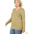 thumbnail image 1 of Zenana Plus Size Brushed Microfiber V-Neck Long Sleeve Lightweight Tee Shirt Top, 1 of 4