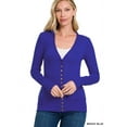 thumbnail image 1 of Zenana Plus Size Classic Front V-Neck Thin Snap Button Down Long Sleeve Ribbed Knit Cardigan, 1 of 4
