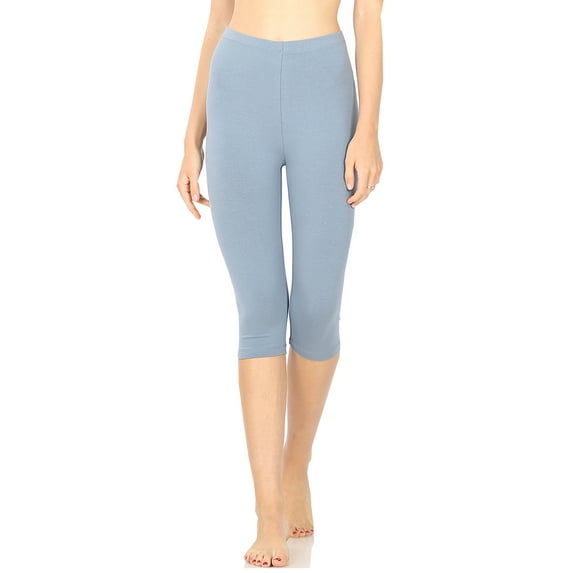 Zenana Plus Size Essential Basic Cotton Spandex Stretch Below Knee Length 15" Leggings
