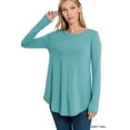 thumbnail image 1 of Zenana Plus Size Relaxed Fit Long Sleeve Round Neck & Hem Jersey Tee Shirt Top, 1 of 4