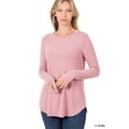 thumbnail image 1 of Zenana Plus Size Relaxed Fit Long Sleeve Round Neck & Hem Jersey Tee Shirt Top, 1 of 3