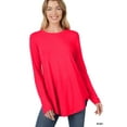thumbnail image 1 of Zenana Plus Size Relaxed Fit Long Sleeve Round Neck & Hem Jersey Tee Shirt Top, 1 of 2
