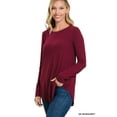 thumbnail image 1 of Zenana Plus Size Relaxed Fit Long Sleeve Round Neck & Hem Jersey Tee Shirt Top, 1 of 2