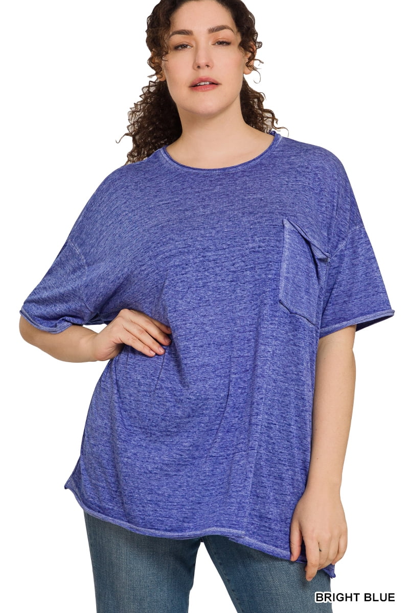 Zenana Plus Size Relaxed Fit Oversized Short Sleeve Round