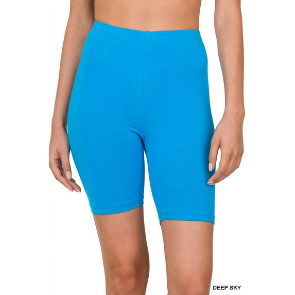 Zenana Plus Size Soft Cotton Stretch Mid Thigh Length Leggings Fitness Sport Biker Shorts