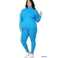 thumbnail image 1 of Zenana Plus Size Soft Fabric Mock Neck Long Sleeve Top & Leggings - 2 Pieces Tracksuit Set, 1 of 3