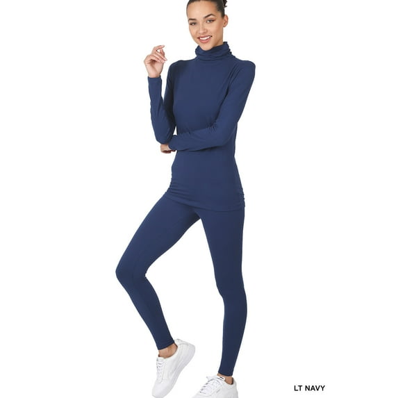 Zenana Plus Size Soft Fabric Mock Neck Long Sleeve Top & Leggings - 2 Pieces Tracksuit Set