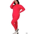 thumbnail image 1 of Zenana Plus Size Soft Fabric Mock Neck Long Sleeve Top & Leggings - 2 Pieces Tracksuit Set, 1 of 5