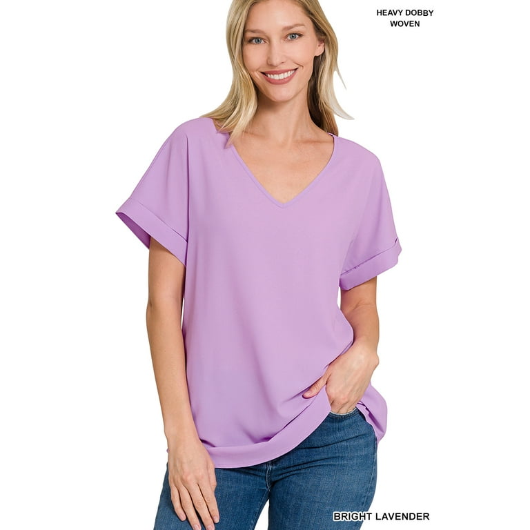 V-Neck Rolled Sleeve Blouse V-Neck Rolled Sleeve Blouse