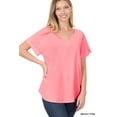 thumbnail image 1 of Zenana Plus Size V-Neck Heavy Dobby Boat Neck Rolled Short Sleeve Blouse Top, 1 of 3