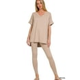 thumbnail image 1 of Zenana Plus Size V-Neck Short Sleeve & Leggings Comfy Loungewear Activewear Set, 1 of 3