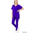 thumbnail image 1 of Zenana Plus Size V-Neck Short Sleeve & Leggings Comfy Loungewear Activewear Set, 1 of 2