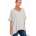 thumbnail image 1 of Zenana Plus Size V Neck Woven Airflow Dolman Short Sleeve Hi-Low Blouse Top, 1 of 3
