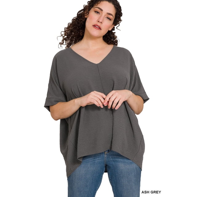 Zenana Full Size Washed Short Sleeve V-Neck T-Shirt main image 1