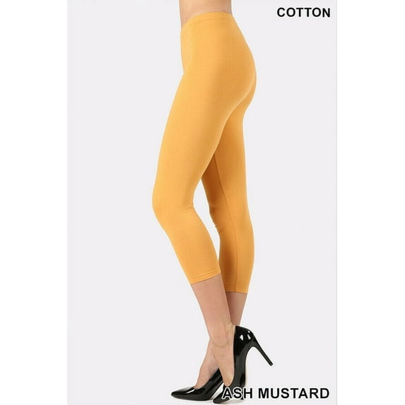 Zenana Premium Cotton Capri 3/4 Length Leggings Multiple Solid Colors Womens Sizes (S-XL)