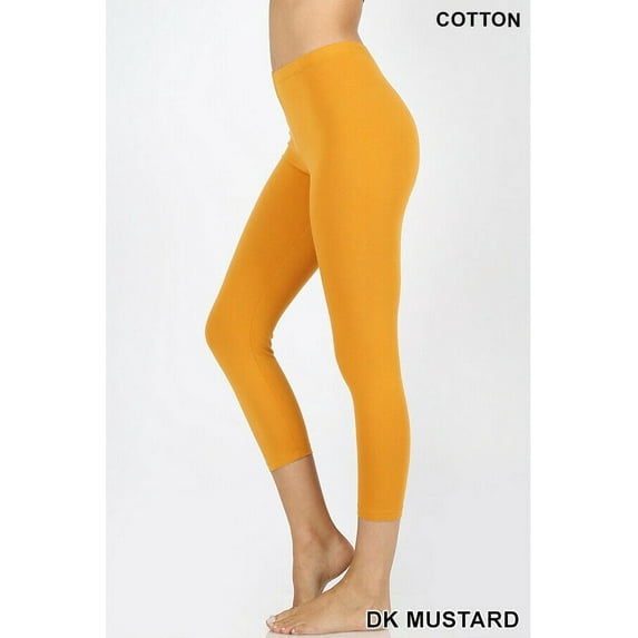 Zenana Premium Cotton Capri 3/4 Length Leggings Multiple Solid Colors Womens Sizes (S-XL)