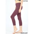 thumbnail image 1 of Zenana Premium Cotton Capri 3/4 Length Leggings Multiple Solid Colors Womens Sizes (S-XL), 1 of 2