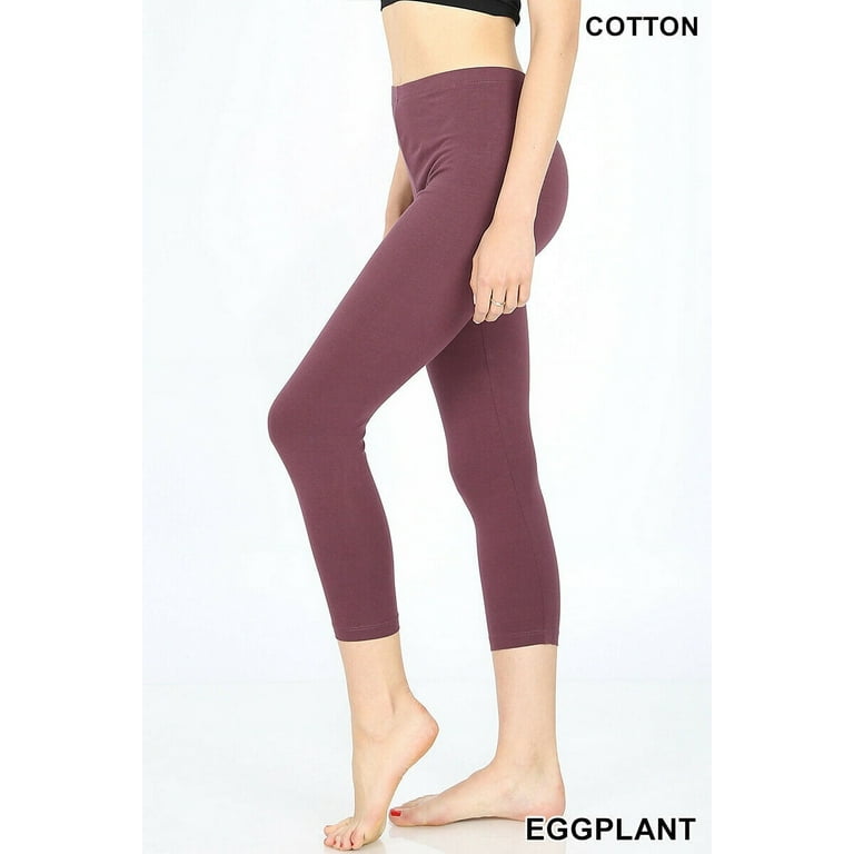 Zenana Womens Capri Leggings Plus Size Stretch Premium Cotton