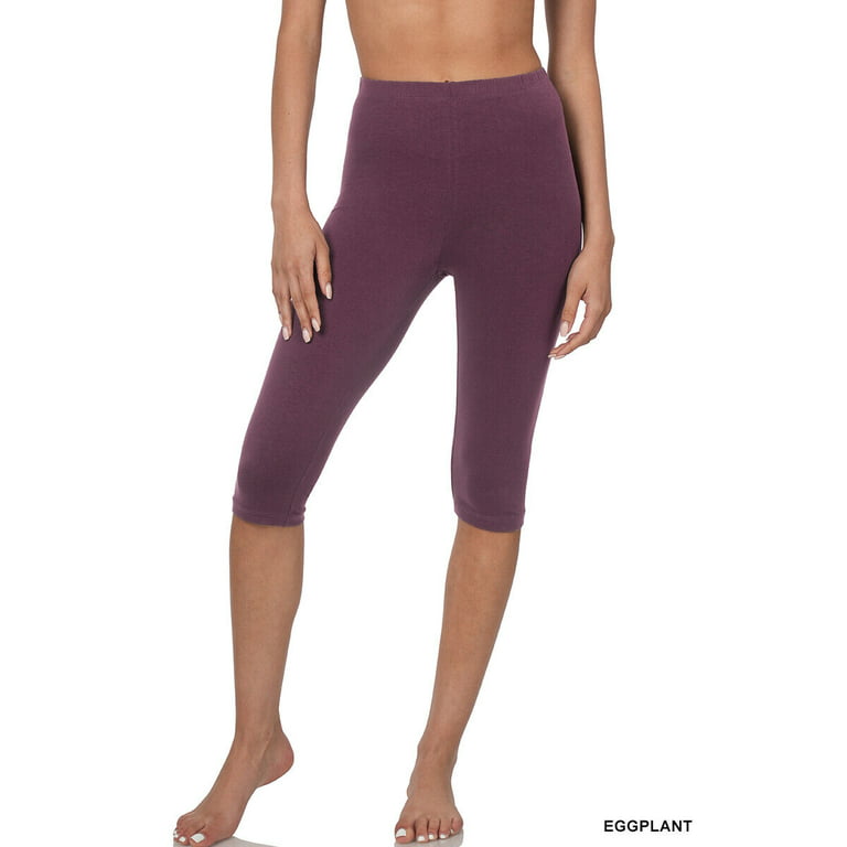 DailyWear Womens Solid Knee Length Short Yoga Cotton Leggings Navy, Medium