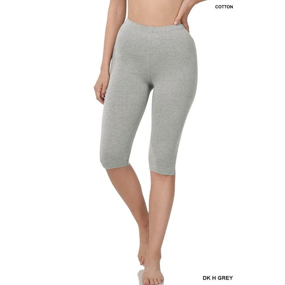 Zenana Premium Cotton Capri Knee Length Leggings Multiple Solid Colors Womens Sizes S-3X
