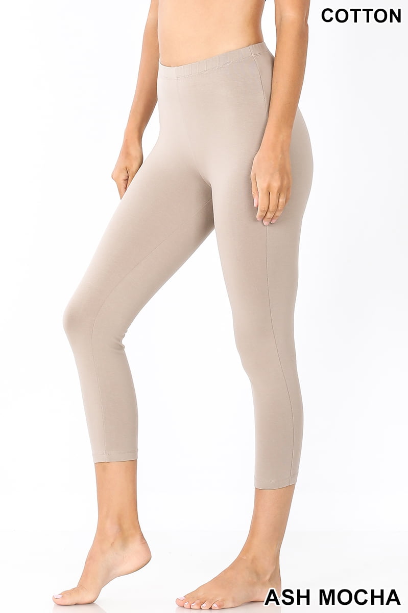 Zenana Premium Cotton Capri Leggings Multiple Solid Colors Womens Sizes  S-3X 