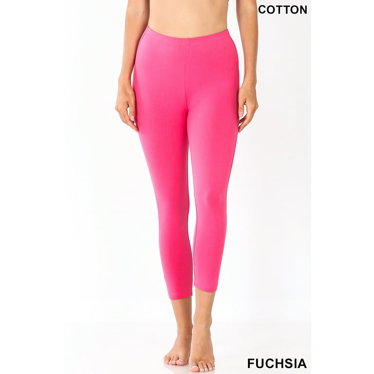 Zenana Premium Cotton Capri Leggings Multiple Solid Colors Womens Sizes S-3X