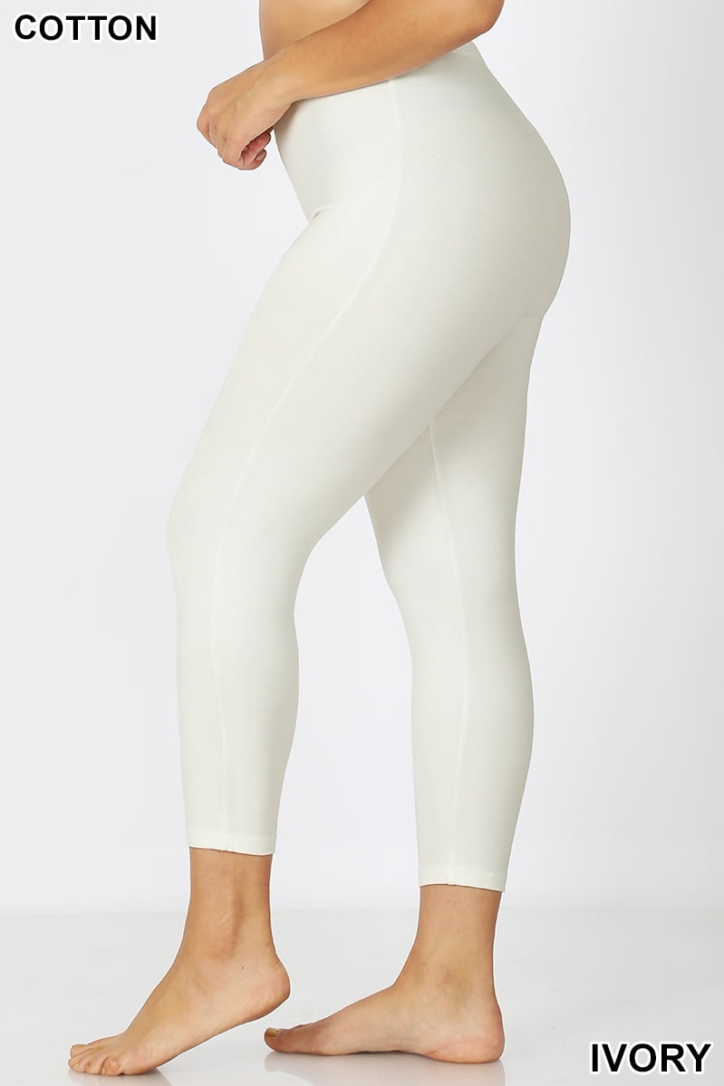Zenana Premium Cotton Capri Leggings Multiple Solid Colors Womens Sizes