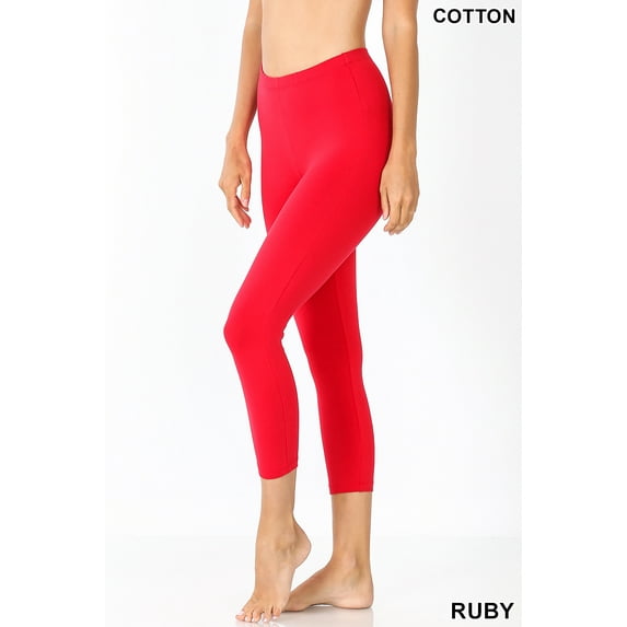 Zenana Premium Cotton Capri Leggings Multiple Solid Colors Womens Sizes S-3X