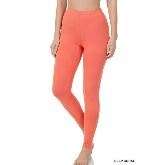 Zenana Premium Cotton Full Ankle Length Womens Basic Leggings - Multiple Solid Colors Sizes S-3X