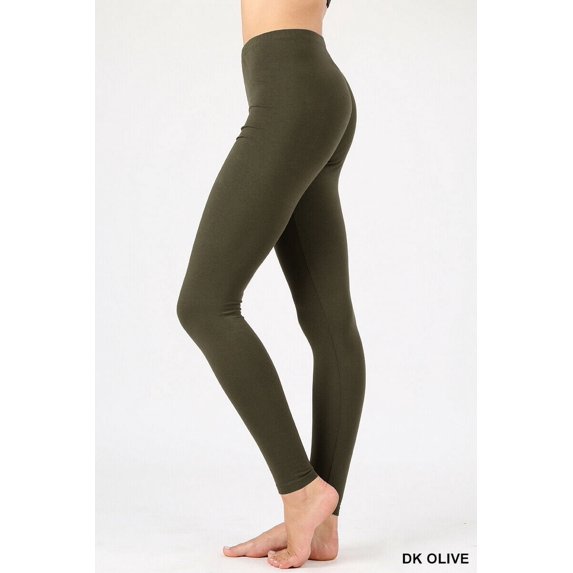 Zenana Premium Cotton Full Ankle Length Womens Basic Leggings - Multiple Solid Colors Sizes S-3X