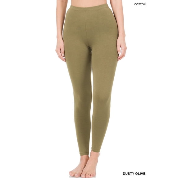 Zenana Premium Cotton Full Ankle Length Womens Basic Leggings - Multiple Solid Colors Sizes S-3X