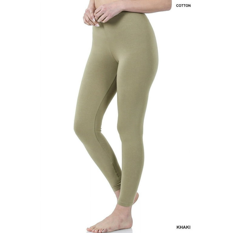 Zenana Premium Cotton Full Ankle Length Womens Basic Leggings - Multiple  Solid Colors Sizes S-3X 