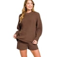 thumbnail image 1 of Zenana Round Neck Knit Top and Shorts Sweater Set, 1 of 3