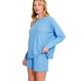 thumbnail image 1 of Zenana Soft Melange Long Sleeve Tee and Shorts Set, 1 of 3