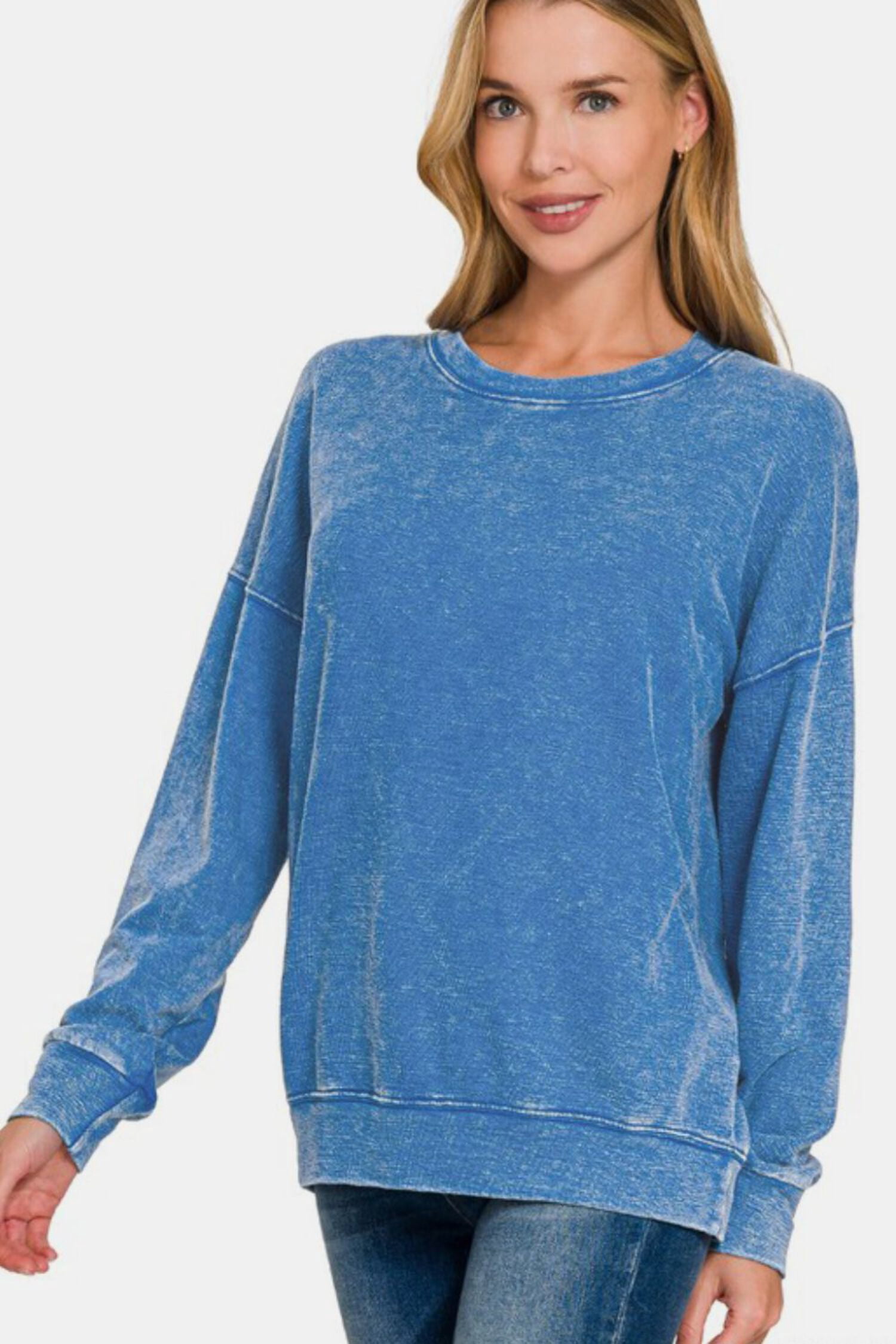 Round Neck Dropped Shoulder Sweatshirt main image 0