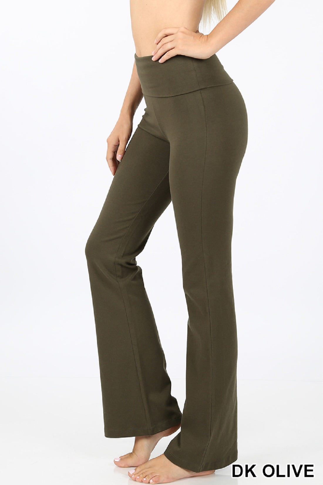 Zenana Premium Cotton FOLD Over Yoga Flare Pants - Brick - XL
