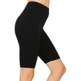 thumbnail image 1 of Zenana Women Ladies Mid Thigh Stretch Cotton High Waist Active Bermuda Biker Short Leggings Black X-Large, 1 of 1