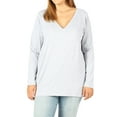 thumbnail image 1 of Zenana Women & Plus Basic Cotton Relaxed Fit V-Neck Long Sleeve Plain Active Casual T-ShirtTop(S-3X), 1 of 4
