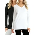 thumbnail image 1 of Zenana Women & Plus Basic Cotton Relaxed Fit V-Neck Long Sleeve Plain Active Casual T-ShirtTop(S-3X), 1 of 4