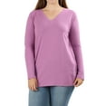thumbnail image 1 of Zenana Women & Plus Basic Cotton Relaxed Fit V-Neck Long Sleeve Plain Active Casual T-ShirtTop(S-3X), 1 of 4