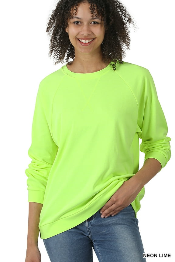 Women & Plus Basic Long Sleeve Round Neck Raglan Pullover Sweatshirts Top