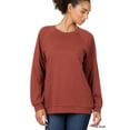 thumbnail image 1 of Zenana Women & Plus Basic Long Sleeve Round Neck Raglan Pullover Sweatshirts Top, 1 of 3